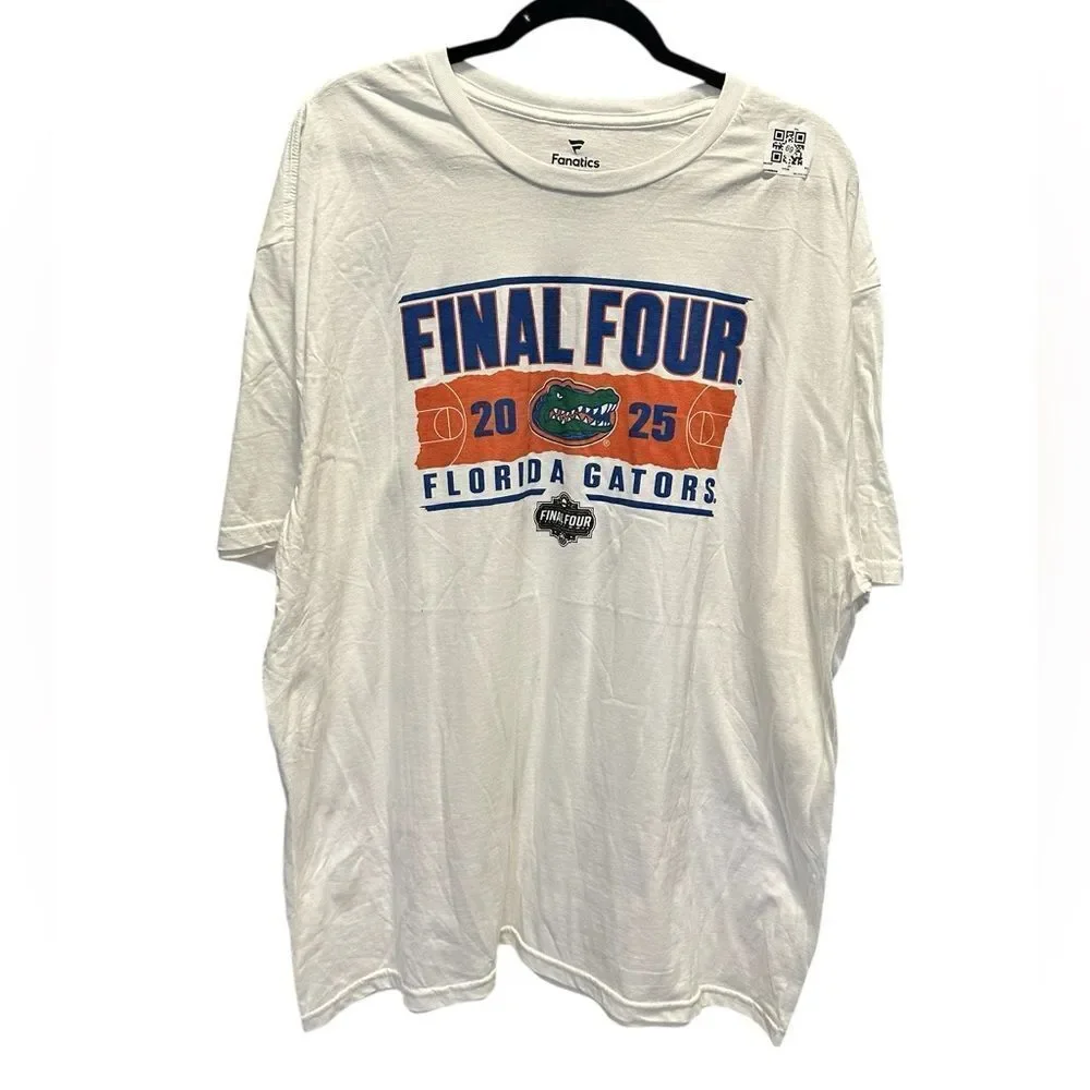 NWOT Unisex White 2025 Final Four Basketball Florida Gators T-Shirt - Size 2XL